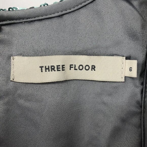 Three Floor Shine On Sequin Dress in Silver Mint Zippers + Mesh Cutouts size 6 - Picture 5 of 16